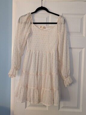 Altar'd State Cream & Gold Mini Dress